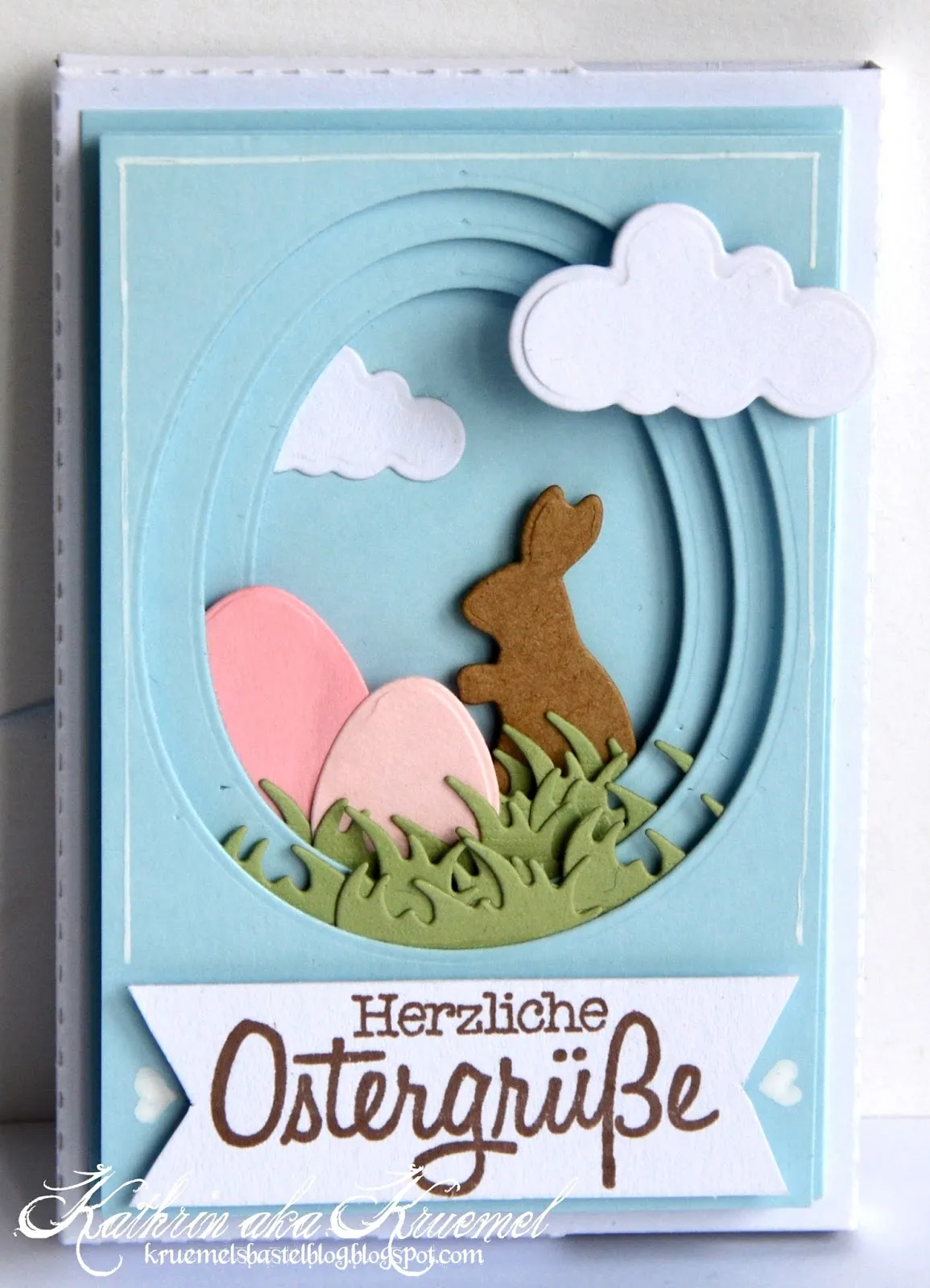 layered negative cutout easter card