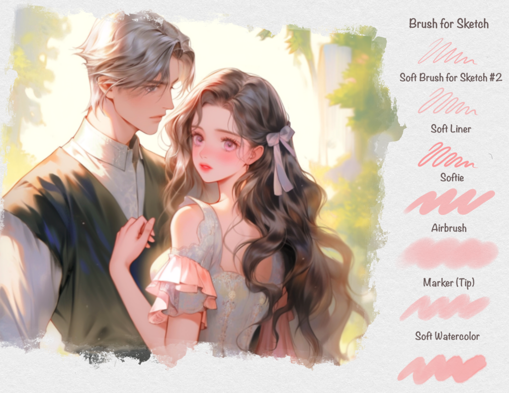 procreate sketching soft brush set for anime