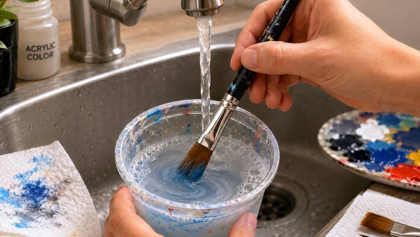 acrylic painting brush cleaning