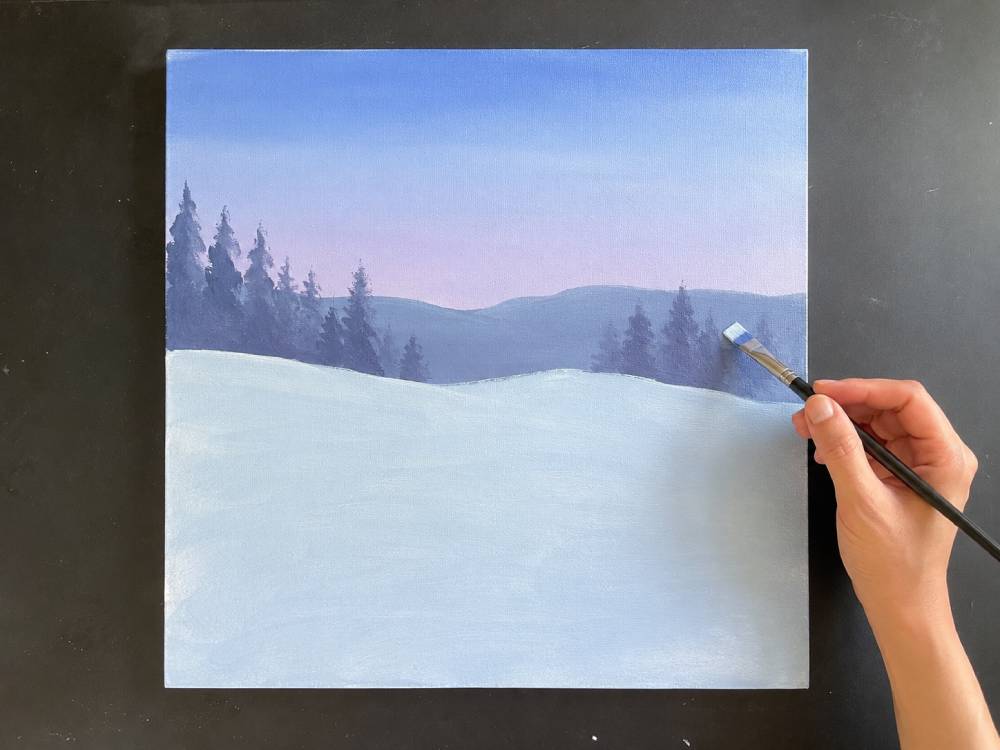 cozy winter cabin hygge scene step 1