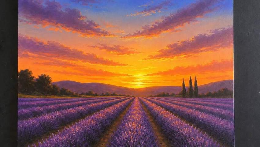 how to paint a lavender field