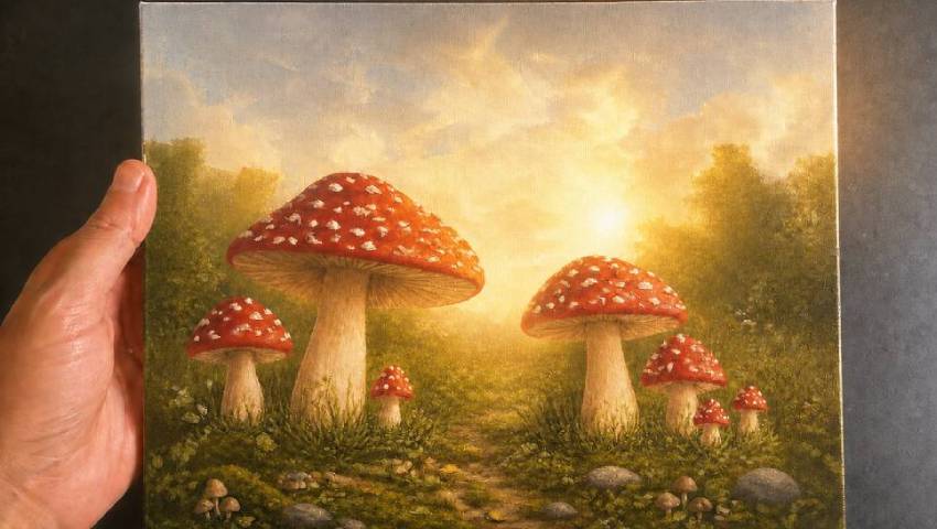 how to paint cottagecore mushrooms