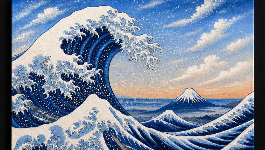 how to paint hokusai-style ocean waves