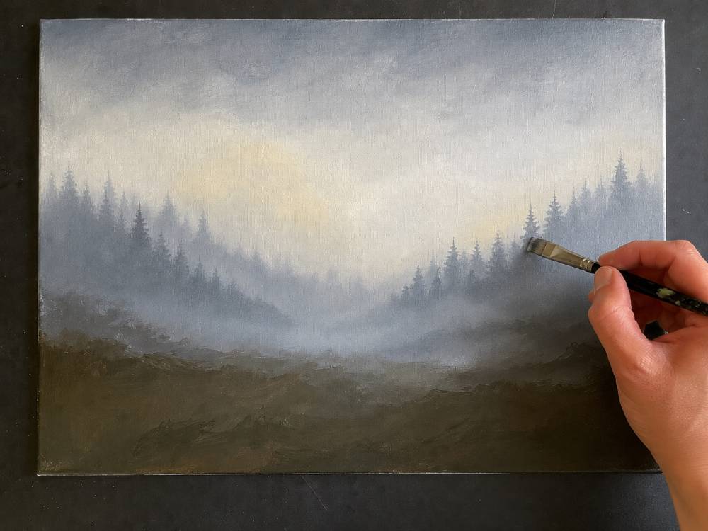 misty foggy forest step 2