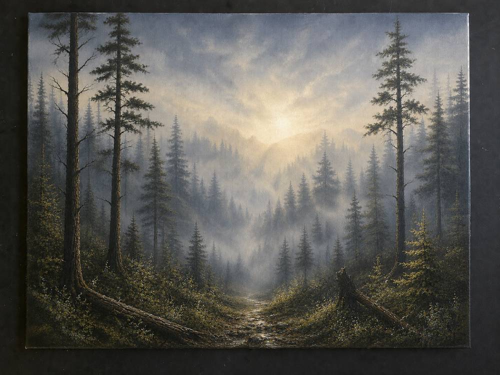 misty foggy forest step 5