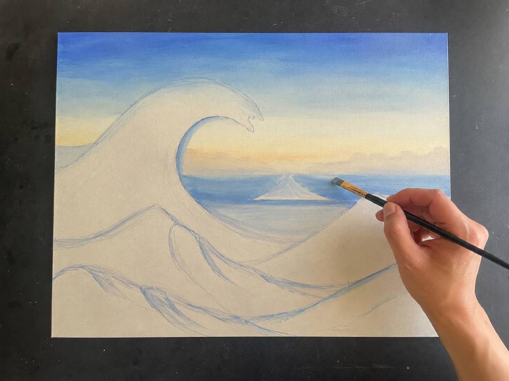 ocean waves hokusai-style step 1