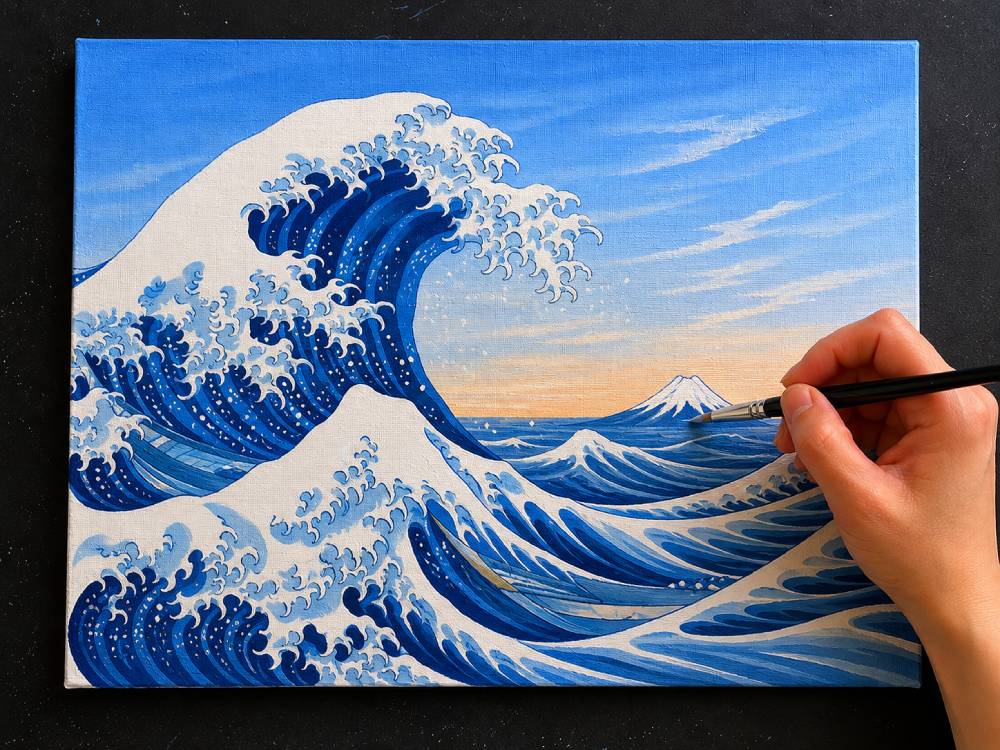 ocean waves hokusai-style step 3