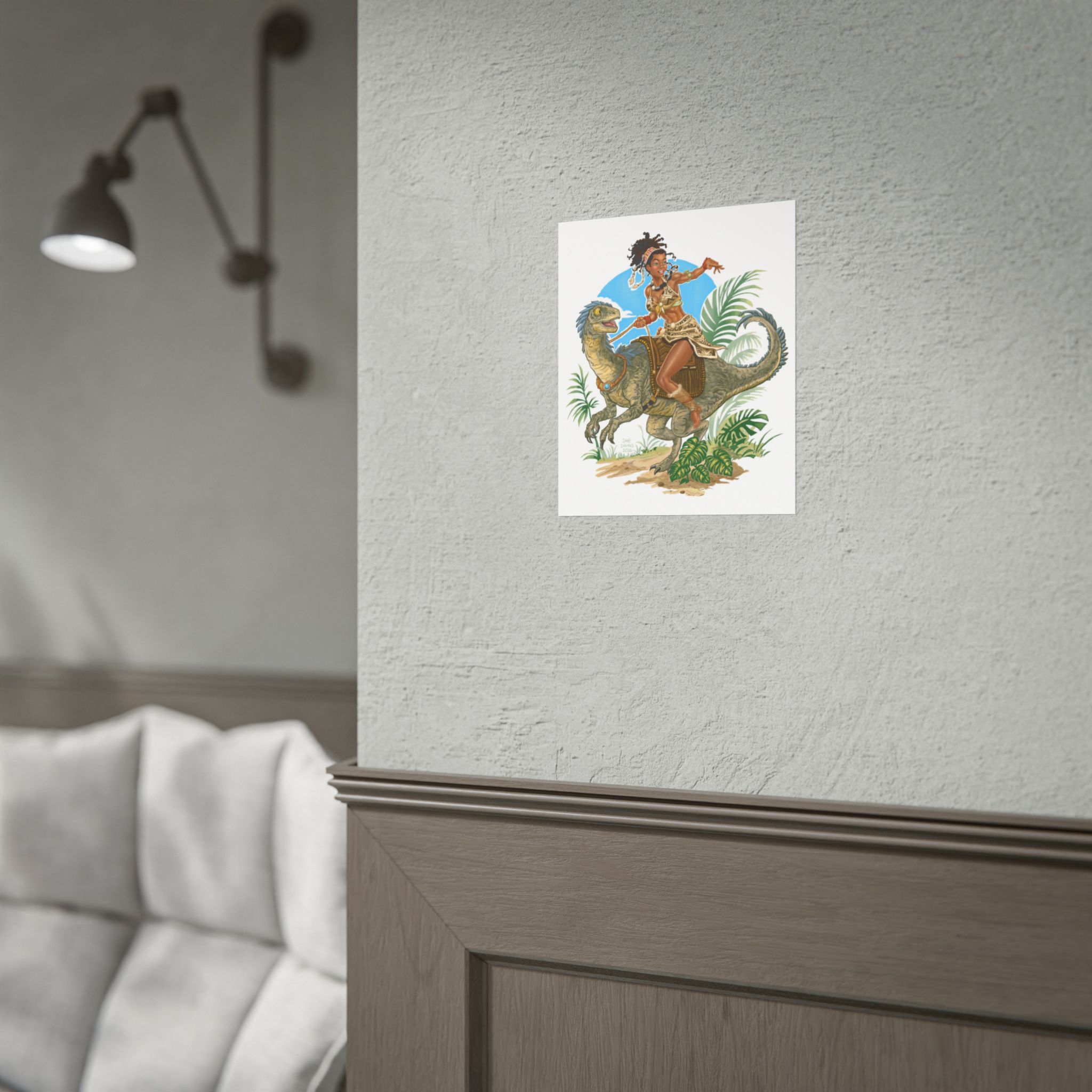 African Woman Riding a Raptor Color Fine Art Print | Fantasy Wall Art - Image 4