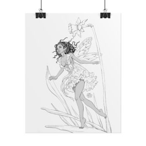 Black Fairy & Flower Art Print — Fantasy Wall Art